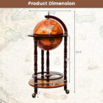 Solid Wood Globe Bar Stand with Storage and Wheels 12 Solid Wood Globe Bar Stand with Storage and Wheels