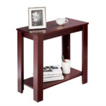 Modern Compact End Table with Storage Shelf and Fabric Drawer