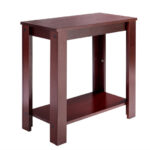 Modern Compact End Table with Storage Shelf and Fabric Drawer