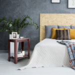 Modern Compact End Table with Storage Shelf and Fabric Drawer