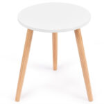 Modern Round White Coffee Table with Pine Wood Legs 10 Modern Round White Coffee Table with Pine Wood Legs