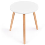 Modern Round White Coffee Table with Pine Wood Legs 11 Modern Round White Coffee Table with Pine Wood Legs