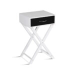 Modern Black X Base End Table with Drawer and Rack