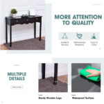 Modern Black Console Table with 3 Drawers for Entryway