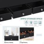 Modern Black Console Table with 3 Drawers for Entryway