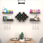 Wall Mounted Wine Rack with Shelves and Glass Storage (Set of 5)