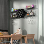 Wall Mounted Wine Rack with Shelves and Glass Storage (Set of 5)