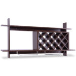 Wall Mounted Wine Rack with Glass Storage Shelf Walnut 10 Wall Mounted Wine Rack with Glass Storage Shelf Walnut