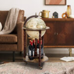 Italian Style Wooden Globe Wine Rack with Wheels 17 Inches 8 Italian Style Wooden Globe Wine Rack with Wheels 17 Inches