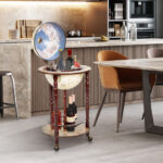Italian Style Wooden Globe Wine Rack with Wheels 17 Inches 9 Italian Style Wooden Globe Wine Rack with Wheels 17 Inches