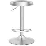 Adjustable Height Backless Bar Stool with Footrest Stainless Steel Seat
