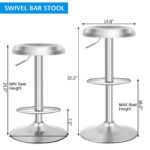 Adjustable Height Backless Bar Stool with Footrest Stainless Steel Seat