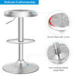 Adjustable Height Backless Bar Stool with Footrest Stainless Steel Seat