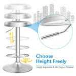 Adjustable Height Backless Bar Stool with Footrest Stainless Steel Seat