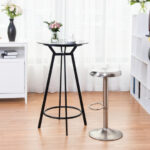 Adjustable Height Backless Bar Stool with Footrest Stainless Steel Seat