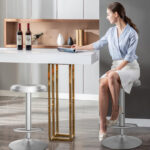 Adjustable Height Backless Bar Stool with Footrest Stainless Steel Seat