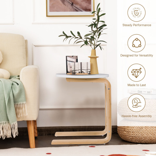 Bentwood Side Table with Storage Pocket and Smooth Tabletop 2 Bentwood Side Table with Storage Pocket and Smooth Tabletop - Image 2