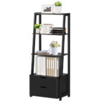 4 Tier Ladder Bookshelf with Drawers for Storage and Display