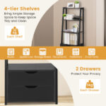 4 Tier Ladder Bookshelf with Drawers for Storage and Display