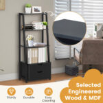 4 Tier Ladder Bookshelf with Drawers for Storage and Display