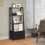 4 Tier Ladder Bookshelf with Drawers for Storage and Display