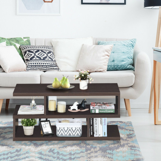 Modern 3-Tier Coffee Table with Storage Shelves for Living Room 7 Modern 3-Tier Coffee Table with Storage Shelves for Living Room - Image 7