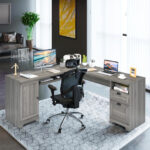 66 Inch L-Shaped Computer Desk with Drawers and Keyboard Tray 27 66 Inch L-Shaped Computer Desk with Drawers and Keyboard Tray