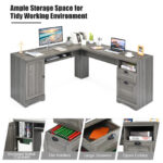 66 Inch L-Shaped Computer Desk with Drawers and Keyboard Tray 26 66 Inch L-Shaped Computer Desk with Drawers and Keyboard Tray