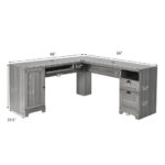 66 Inch L-Shaped Computer Desk with Drawers and Keyboard Tray 25 66 Inch L-Shaped Computer Desk with Drawers and Keyboard Tray