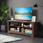 Modern 58 Inch Media Console with Adjustable Shelves and Storage