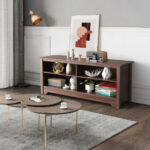 Modern 58 Inch Media Console with Adjustable Shelves and Storage