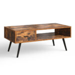 Retro Coffee Table with Drawer and Storage Shelf Rustic Brown 10 Retro Coffee Table with Drawer and Storage Shelf Rustic Brown