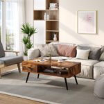 Retro Coffee Table with Drawer and Storage Shelf Rustic Brown 8 Retro Coffee Table with Drawer and Storage Shelf Rustic Brown
