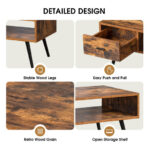 Retro Coffee Table with Drawer and Storage Shelf Rustic Brown 14 Retro Coffee Table with Drawer and Storage Shelf Rustic Brown
