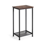 Rustic Industrial Side Table with Metal Mesh Storage Shelves 12 Rustic Industrial Side Table with Metal Mesh Storage Shelves