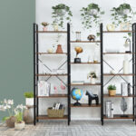 Industrial Triple Wide 5 Tier Bookshelf with Open Shelves