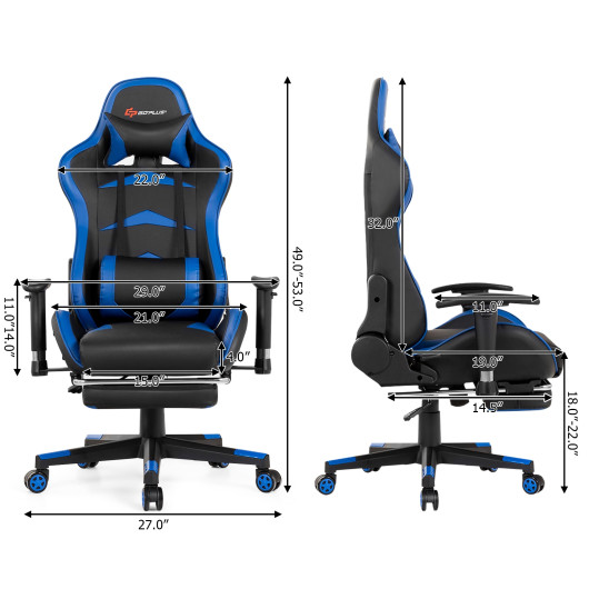 Blue Adjustable Massage Gaming Chair with Footrest and Lumbar Support 5 Blue Adjustable Massage Gaming Chair with Footrest and Lumbar Support - Image 5