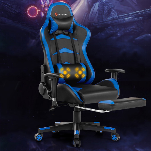 Blue Adjustable Massage Gaming Chair with Footrest and Lumbar Support 6 Blue Adjustable Massage Gaming Chair with Footrest and Lumbar Support - Image 6