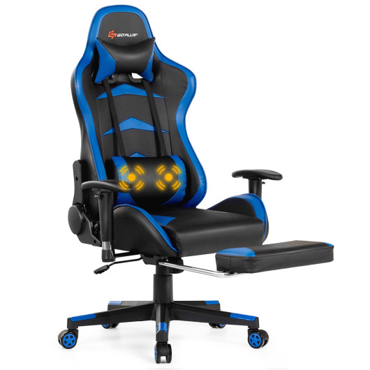 Blue Adjustable Massage Gaming Chair with Footrest and Lumbar Support 4 Blue Adjustable Massage Gaming Chair with Footrest and Lumbar Support - Image 4