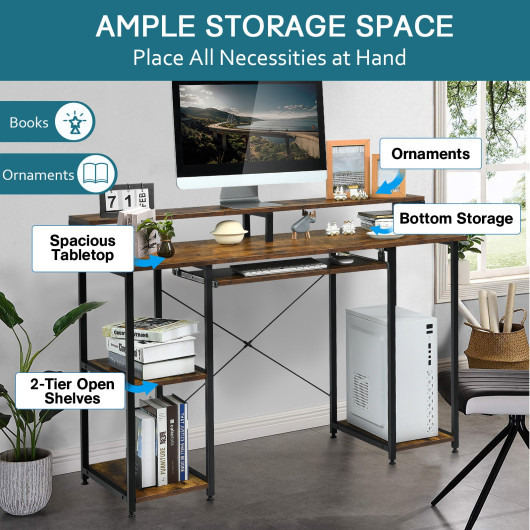 47 Inch Computer Desk with Storage Shelves and Keyboard Tray 6 47 Inch Computer Desk with Storage Shelves and Keyboard Tray - Image 6