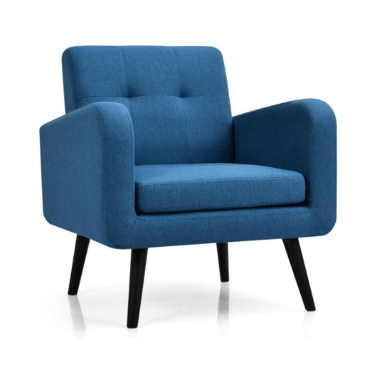 Modern Upholstered Accent Chair with Rubberwood Legs and Tufted Back 3 Modern Upholstered Accent Chair with Rubberwood Legs and Tufted Back - Image 3