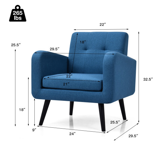 Modern Upholstered Accent Chair with Rubberwood Legs and Tufted Back 5 Modern Upholstered Accent Chair with Rubberwood Legs and Tufted Back - Image 5