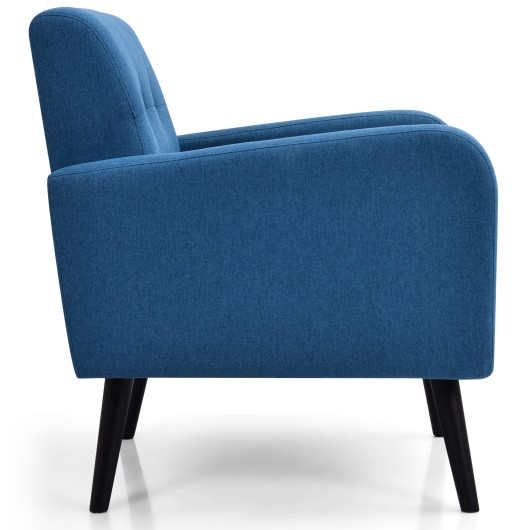 Modern Upholstered Accent Chair with Rubberwood Legs and Tufted Back 4 Modern Upholstered Accent Chair with Rubberwood Legs and Tufted Back - Image 4