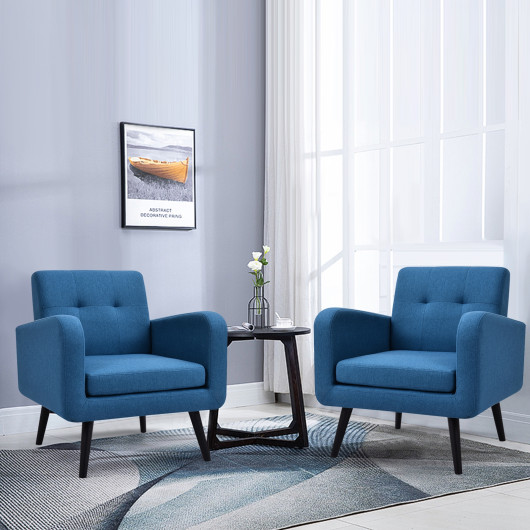 Modern Upholstered Accent Chair with Rubberwood Legs and Tufted Back 7 Modern Upholstered Accent Chair with Rubberwood Legs and Tufted Back - Image 7
