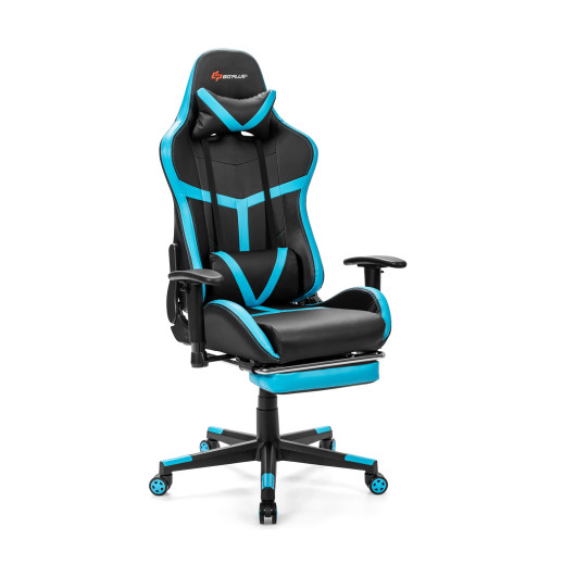 Massage Gaming Chair with Reclining Backrest and Footrest Blue 3 Massage Gaming Chair with Reclining Backrest and Footrest Blue - Image 3