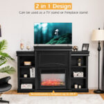 70 Inch Fireplace Media Console with Shelves and Bookcase
