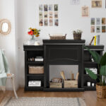 70 Inch Fireplace Media Console with Shelves and Bookcase
