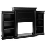 70 Inch Fireplace Media Console with Shelves and Bookcase
