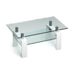 Modern Glass Coffee Table with Metal Legs and Storage Shelves 11 Modern Glass Coffee Table with Metal Legs and Storage Shelves