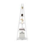 5 Tier White Corner Ladder Shelf with Wooden Frame